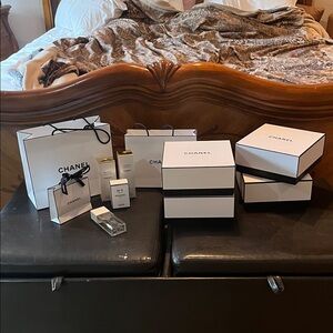 Chanel Luxury Gift boxes and bags.